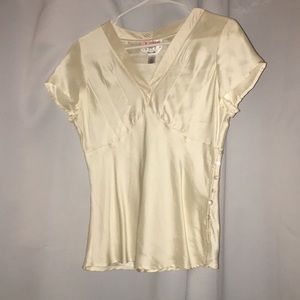 Talbots cream silk top
